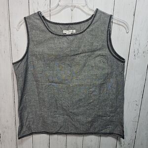 Vintage Mureli Women's Gray 100% Cotton Sleeveless Tank Top Size Large Lagenlook